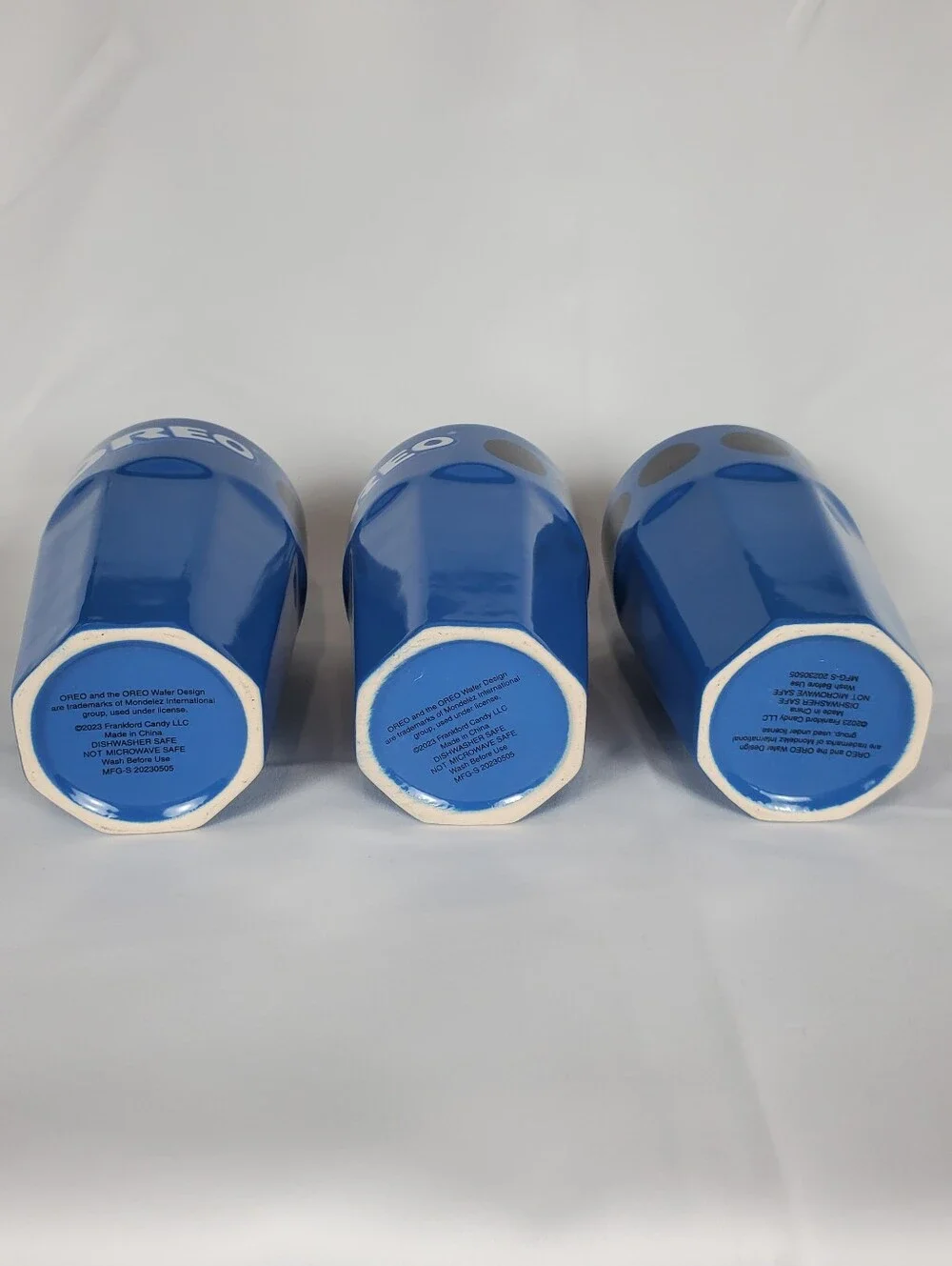 OREO Cookie Blue Ceramic Tumbler Cups By Frankford Candy 5.25 Tall